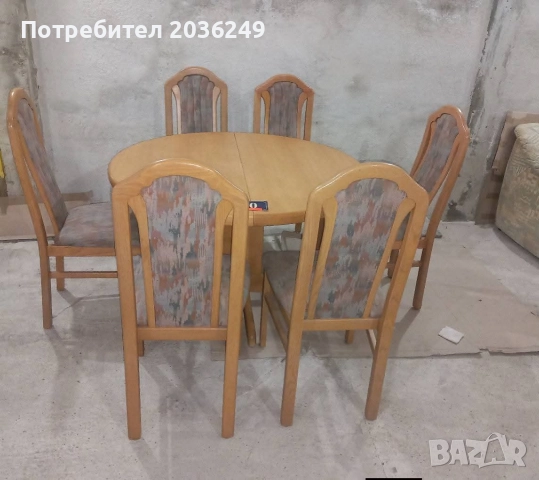 Комплект масивна разтегателна маса с 6 стола, снимка 3 - Маси - 52680525