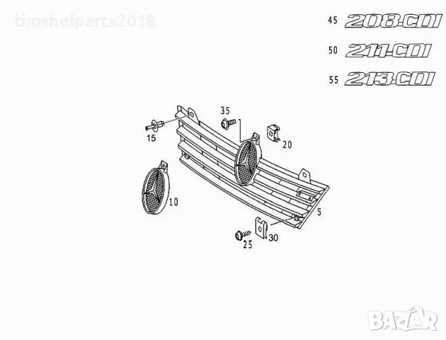 Предна Емблема Решетка за Mercedes Sprinter 1995-2003 год