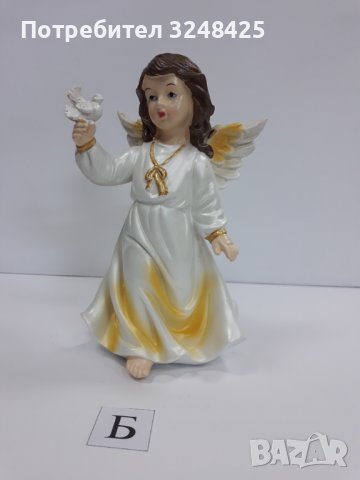Ангел седефено бяло с жълто , модел Б., снимка 5 - Статуетки - 37925597
