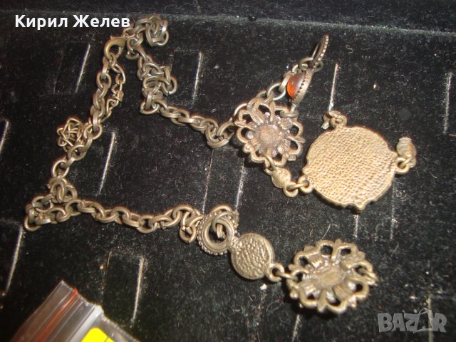 БРОНЗОВА СТАРА ОГЪРЛИЦА с ТОПЕН КЕХЛИБАР 4975, снимка 4 - Колиета, медальони, синджири - 30665802