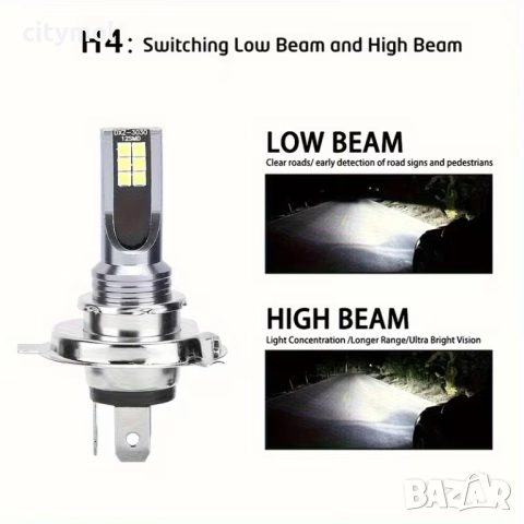 Комплект 2 бр. авто лампи/крушки H4, LED, 6000K, 12 хSMD 3030 диода, компактен размер, снимка 2 - Аксесоари и консумативи - 52625286