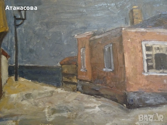 ЯНАКИ КРИЛОВ картина Градски пейзаж 1990 г, снимка 3 - Картини - 54181567