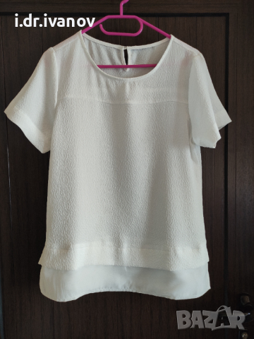 бяла стилна блуза, снимка 1 - Тениски - 44696627