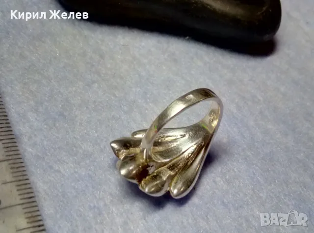 РАЗКОШЕН ФЛОРАЛЕН СРЕБЪРЕН ПРЪСТЕН СРЕБРО 925 с БЯЛА ПОЗЛАТА ХУДОЖЕСТВЕНА БИЖУТЕРСКА ИЗРАБОТКА 49297, снимка 9 - Пръстени - 49866081