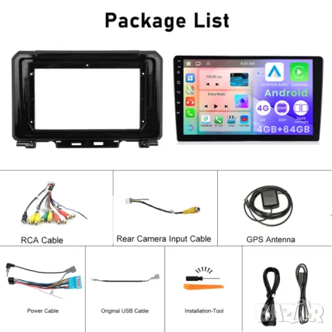 Мултимедия, за Suzuki Jimny, 2018-2020, Двоен дин, Андроид, навигация, плеър, Android, Suzuki Jimny, снимка 7 - Аксесоари и консумативи - 49368935