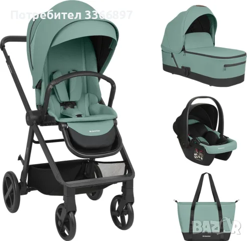 Kомбинирана бебешка количка Kikka Boo MIA 3 в 1 в цвят MINT.