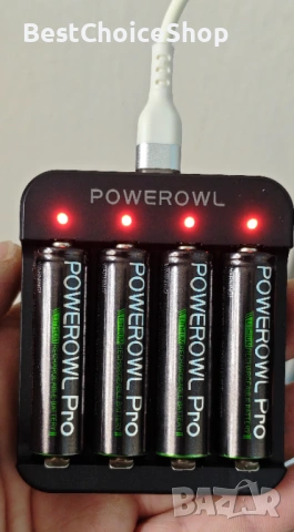 POWEROWL Pro – комплект зарядно + 8 бр. презареждащи батерии AA 1.5V, снимка 2 - Батерии, зарядни - 53254450