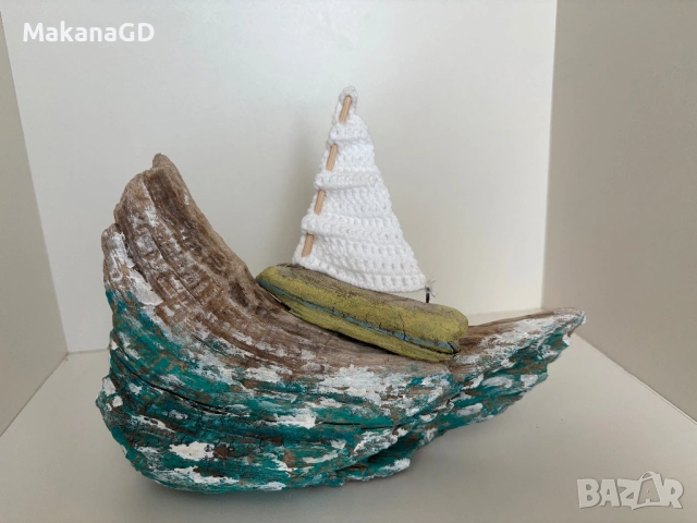 Дървена лодка , снимка 3 - Декорация за дома - 54132385