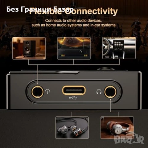 Нов Портативен HiFi MP3 Плейър Lossless DSD 64GB 24bit/192kHz DAC Черен, снимка 4 - MP3 и MP4 плеъри - 53888590