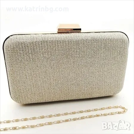 Официална дамска чанта клъч едър брокат златиста