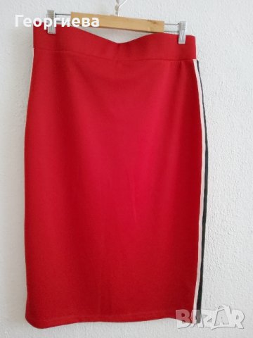 Червена пола с кант, снимка 2 - Поли - 37888011