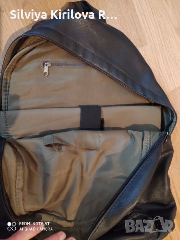 Черна кожена раница Venice, снимка 4 - Раници - 29773665