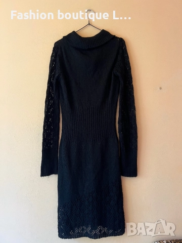 Черна плетена рокля вталена в талията М размер подходяща за есента и зимата 🖤🖤, снимка 5 - Рокли - 52116949