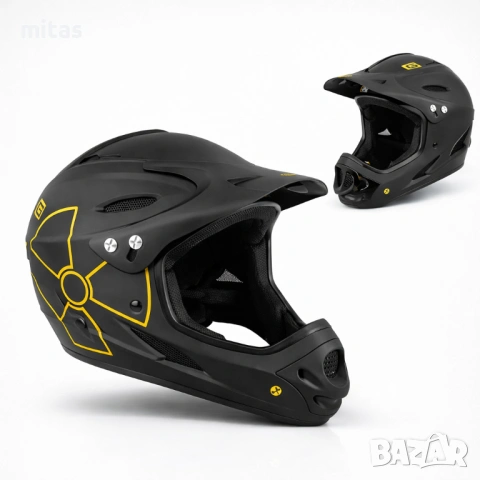 Кросова каска M-WAVE, Full Face, EN, Тегло: 870г, Размер: M/L, снимка 8 - Аксесоари за велосипеди - 52311912