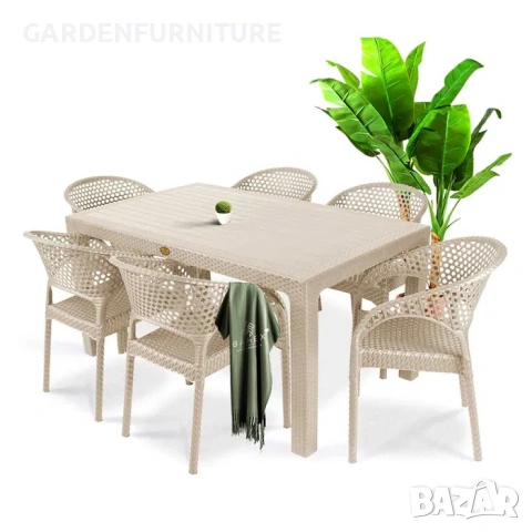 Елегантен комплект маса + 6 или 4 стола 4 цвята и размери маси