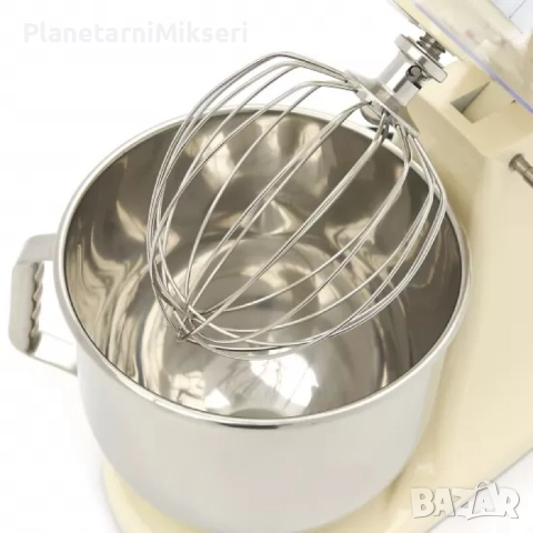 Планетарен миксер 6,5 л – слонова кост | Тих, мощен и елегантен, снимка 6 - Обзавеждане на кухня - 52811013