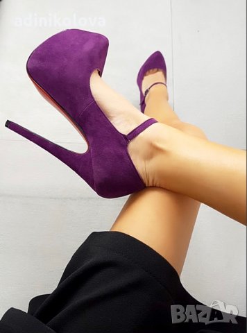 Тъмно лилави обувки, снимка 3 - Дамски обувки на ток - 17503421