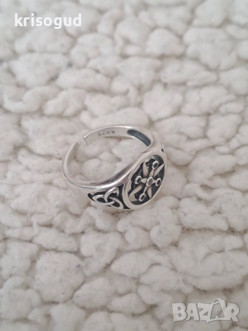 Сребърен пръстен S925 Компас с камъни и трикверта, универсален размер, снимка 8 - Пръстени - 53209858