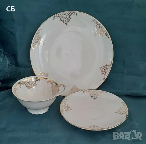 Френска сувенирна бутилка с мини чашки и троен сет от костен порцелан, снимка 11 - Декорация за дома - 48939817