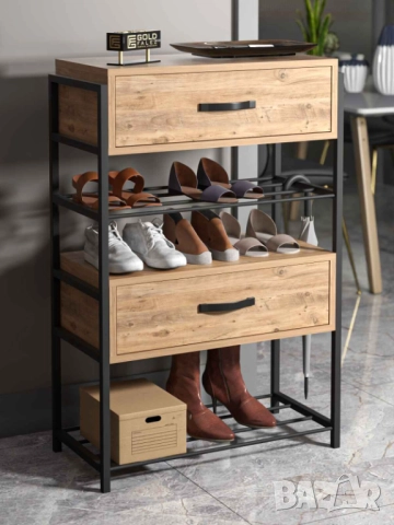 Шкаф за обувки с 4 рафта и 2 врати/ Етажерка за обувки/ Рафт за обувки, снимка 5 - Шкафове - 52154159