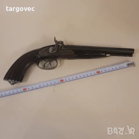 Уникален кремъчен капсулен перкусионен двуцевен пистолет