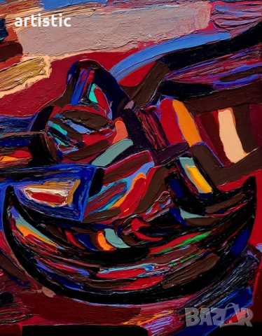 Генко Генков, живописен морски пейзаж - "Лодки", снимка 6 - Картини - 52913531