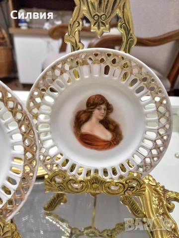 Антикварни чинийки 3бр., снимка 3 - Колекции - 52861009