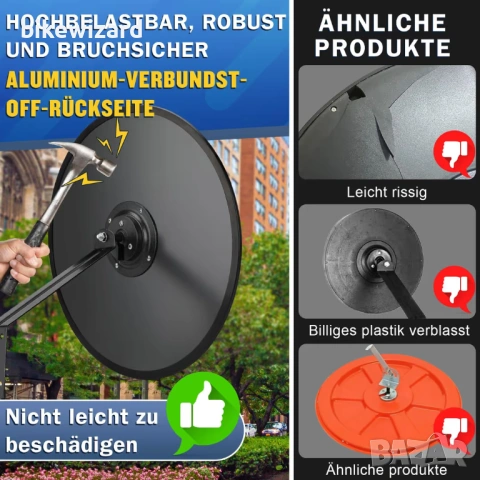 Регулируемо акрилно огледало за трафик с изпъкнало огледало с широк ъгъл 180° – 45 см НОВО, снимка 2 - Други стоки за дома - 54152633