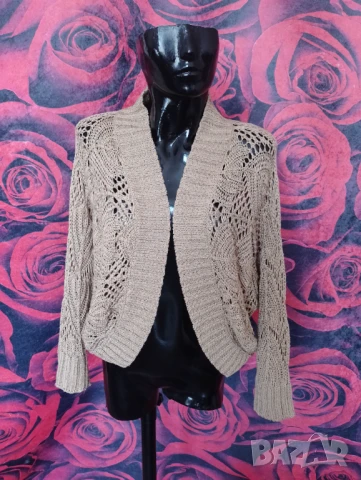 H&M Бежова жилетка тип болеро Прилеп Л, снимка 3 - Жилетки - 51342599