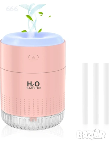 Мини овлажнител за въздух SZO с LED светлина, функция за автоматично изключване и два режима на 