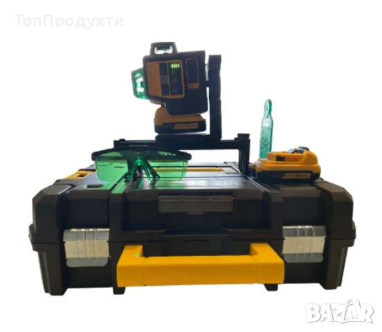 Лазерен 3D -  360 градуса нивелир с 2 батерии 12V 3 AH, 3 лъча, снимка 4 - Измервателни инструменти - 52961365