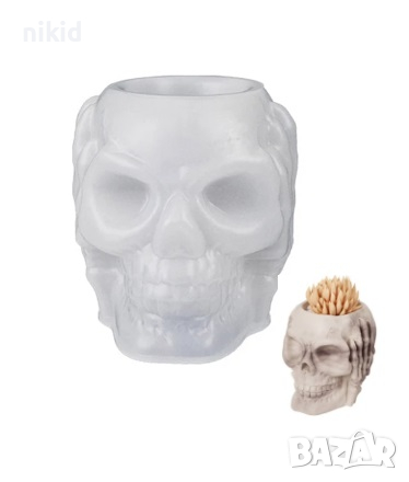 3D Череп глава кашпа силиконов молд форма калъп за фондан гипс сапун шоколад смола свещ и др, снимка 2 - Форми - 44768741