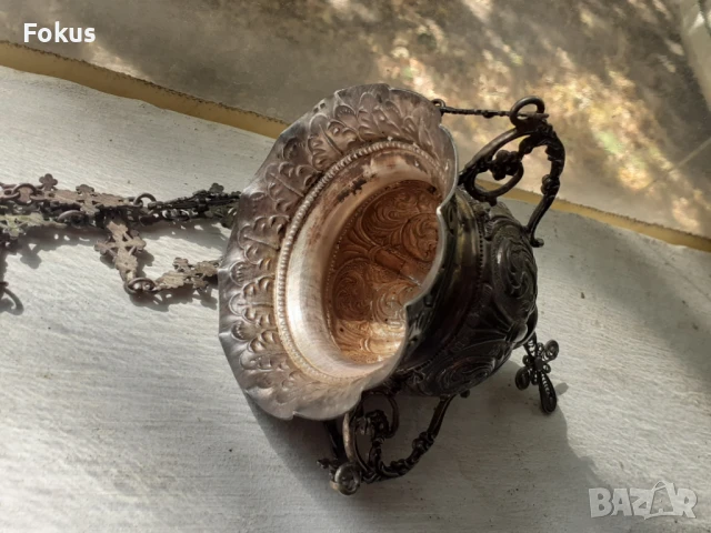 Уникално сребърно кандило религия кръст, снимка 3 - Антикварни и старинни предмети - 51043292