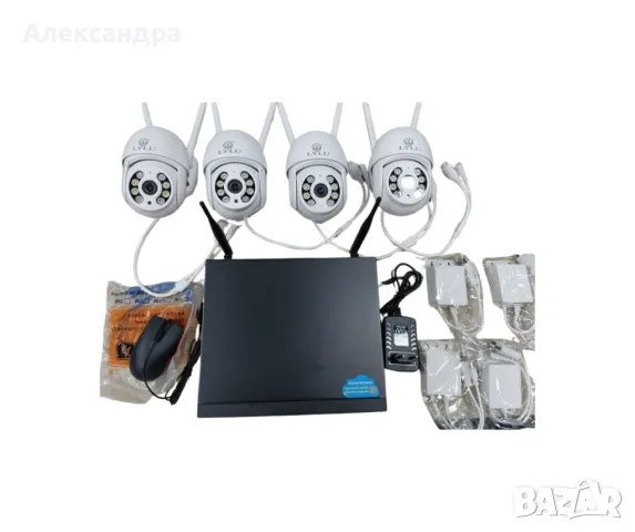 Безжичен WiFi комплект с 4 камери 4К Ultra HD+DVR за видеонаблюдение, снимка 5 - Камери - 49049359