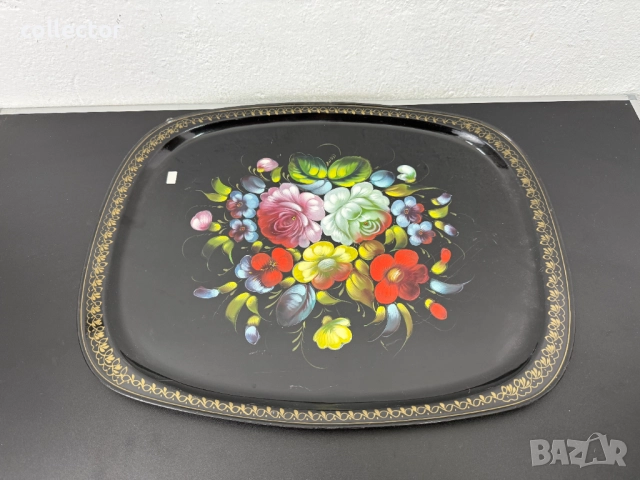 Голям рисуван метален поднос. №7489