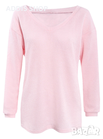 Дамски пуловер(туника) с дълбоко V-образно деколте и дълги ръкави, 10цвята , снимка 4 - Блузи с дълъг ръкав и пуловери - 44558357