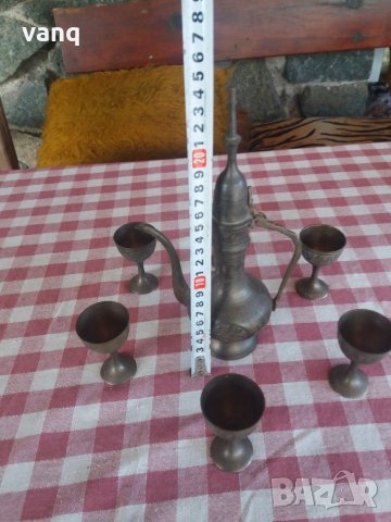 Месингов сервиз за ракия "Ибрик"с 6 малки чаши