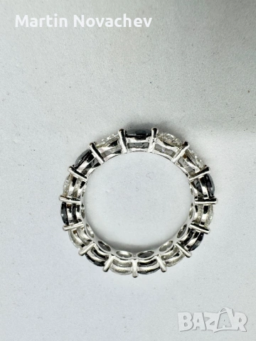 Сребърен пръстен с мойсанит (Диамант) 7.5 карата, снимка 8 - Пръстени - 54343490