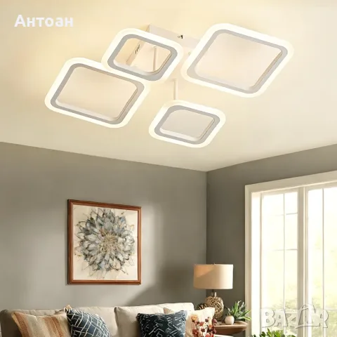 LED Таванна Лампа 24W с 4 Пръстена – Димируема, 3000K–6500K, с Дистанционно – Бяла, снимка 3 - Лед осветление - 56046219
