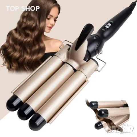 Маша с 3 цилиндъра-машина за коса с двойно напрежение, 1-инчов керамичен турмалин с регулируема темп