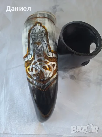 Чаша от естествен рог на бик,  викингска чаша , снимка 3 - Чаши - 48016929