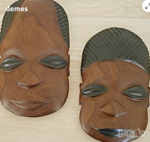 Сет от две маски-мъж и жена от тик, Замбия