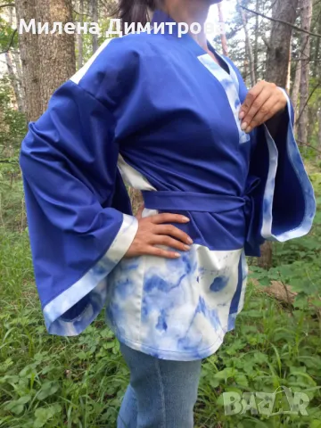 Ръчно рисувано сатенирано кимоно , снимка 4 - Сака - 48908135