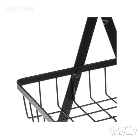 Метален рафт, Универсален, 2 нива, Дървена дръжка, Черен, снимка 4 - Органайзери - 51998341