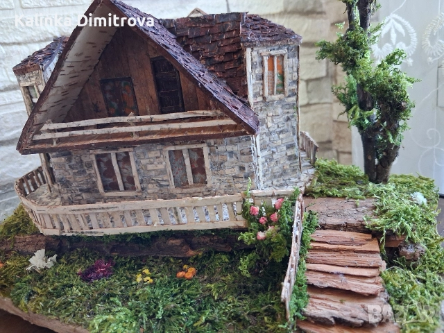 Ръчно изработен макет на къща в алпийски стил., снимка 7 - Декорация за дома - 52946106