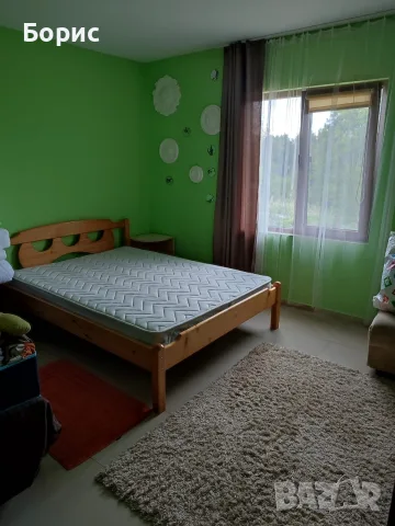Двойно легло от масивно дърво с матрак, снимка 2 - Спални и легла - 55775305