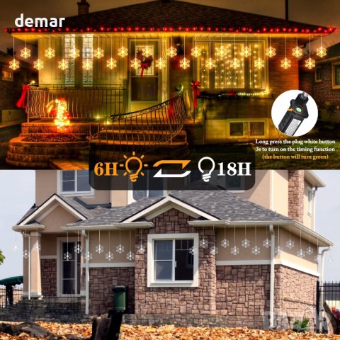 Коледни светлини за прозорци и стени със снежинки, снимка 8 - Декорация за дома - 42829646