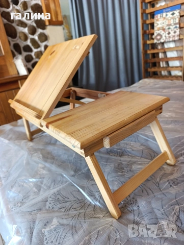 Дървена масичка за легло с регулируе плот с 5 степени, снимка 7 - Други - 54351085