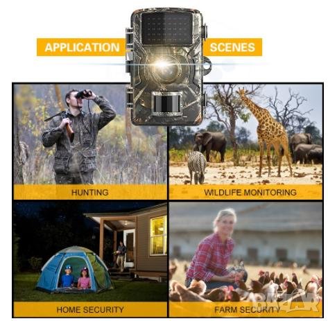 128GB 2024г. FULL HD 1080P Ловна Камера с Вграден Монитор Фото Капан и 940nm Невидимо Нощно Виждане, снимка 11 - Комплекти за видеонаблюдение - 36930836