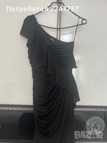 Дълга черна рокля с едно рамо размер S, снимка 2 - Рокли - 40873020